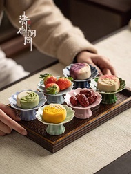 Qingshan Hutong family ceramic tea plate, exquisite small dessert, Chinese mid-autumn tray, snack