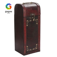 GOGOU Wine Box, Wooden 13.78 x 5.31 x 4.72in Wine Gift Box, Retro Single Bottle Capacity Lid And Han