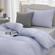 雙人/冬月羽絨被/好收納、可機洗、免被套、超保暖-細格藍