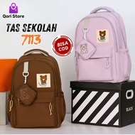 Qori Store - School Bag + Pocket Code 7113 / Plain School Bag / Children's School Bag / Middle Schoo