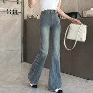 Quần Jeans Lửng Viền Xanh Cho Nữ, Cạp Cao, Phong Cách Cổ Điển, Ôm Vừa, Quần Loe, Hàng Mới Về Mùa Hè,