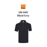 Oren Sport QD6402 Black/Grey NTMY.os Quick Dry Polo Cotton Cool Fit Microfiber Collared Tee