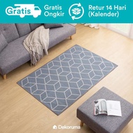 Dekoruma Linori Taka Minimalist Grey Motif Floor Carpet Room Carpet *