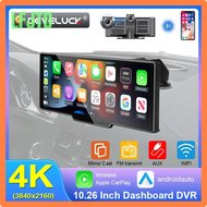 LFJTD 10.26 "4K Dash Cam Rückfahr Kamera WiFi Carplay &amp; Android Auto Dual Lens Auto DVR เครื่องบันทึกวีดีโอ Aux GPS 24H บูลทูธวิทยุ Spiegel Monitor FHRJC