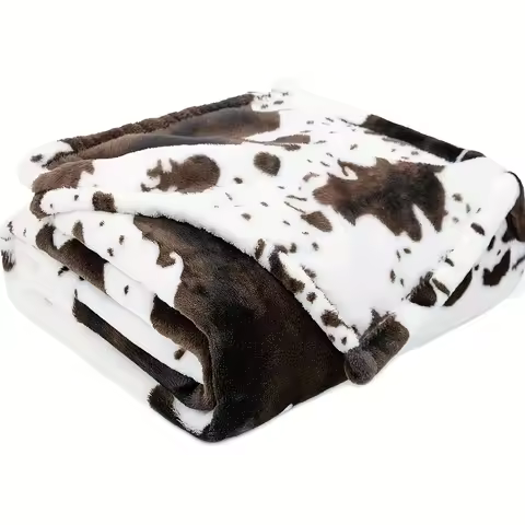 Cow Print Flannel Blanket Cozy Cow Blanket All-Season Soft Cozy Polyester Ideal Easter Gift