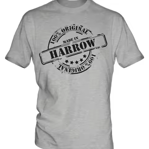 MADE IN HARROW MENS T-SHIRT GIFT CHRISTMAS BIRTHDAY 18TH 30TH 40TH 50TH 60TH