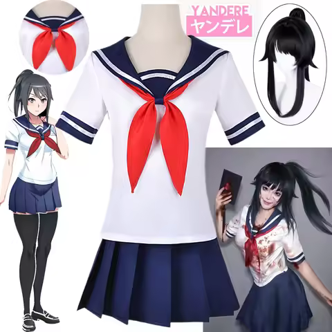 Yandere Ayano Aishi Cosplay Costume Game Simulator Yandere Wig Chan Sailor Suit High School Jk Unifo