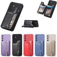 Zipper Design Soft Shell for Samsung Galaxy M14 A54 A34 A14e A14 M13 5G M53 M33 M23 M33 4G Magnetic Kickstand Back Wallet Phone Case