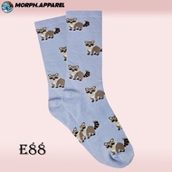 Socks Wanita Ladies'/ - Cute Raccoon Motif biru - Morph.Apparel - E88