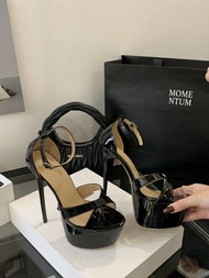 รองเท้าส้นสูงเซ็กซี่รองเท้าแตะแฟชั่นส้นบางกันน้ําแพลตฟอร์ม Stage Performance Night Club Stiletto รอง