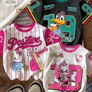 3pcs/Pack Young Girl Casual Cute Cartoon Pattern Sporty T-Shirt, Sweet & Fashion College Style, Suit