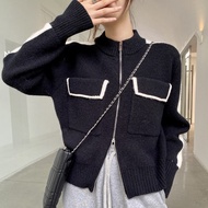 DOUBLE POCKET JACKET KOREAN CARDIGAN SWEATHER KOREAN SWEATER WOMEN PREMIUM KNIT MATERIAL