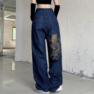 Streetwear JNCO Jeans Y2k Hip Hop Cartoon Graphic Embroidered Vintage Baggy Black Pants Men Women Hi