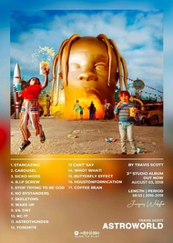 โปสเตอร์ภาพวาดผ้าใบศิลปะปกอัลบั้ม Travis Scott Rodeo & Astroworld - ตกแต่งผนังห้องนั่งเล่นสำหรับคนรั
