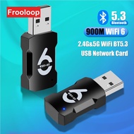 USB WiFi Bluetooth Adapter 900Mbps 5G WiFi6 BT5.3 Wireless Dongle Dual Band Network Card For PC Lapt