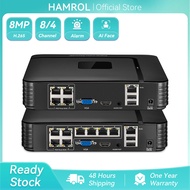 Hamrol 4CH/8CH 8MP 4K POE 48V NVR for H.265/H.264 POE IP Camera CCTV System Network Video Recorder X