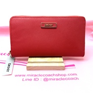 กระเป๋าสตางค์ DKNY ของแท้ มือ 1 พร้อมกล่อง กระเป๋าสตางค์ใบยาวซิปรอบ หนังฟอกแบบกันรอยขีดข่วน ใส่ธนบ