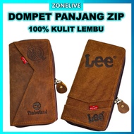 DOMPET PANJANG ZIP LELAKI KULIT LEMBU ASLI GENIUNE COW LEATHER MEN ZIPPER LONG WALLET READY STOCK IN MALAYSIA BEG DUIT LELAKI KULIT ASLI