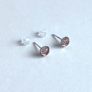 寶石系 天然礦石 三輪骨幹 紅超七 925純銀 耳針