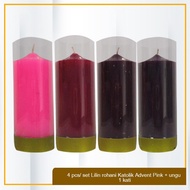 LILIN UNGU NEW BRG Advent Candles Spiritual Candles Catholic Worship Christmas Pink + Purple 1 Kati