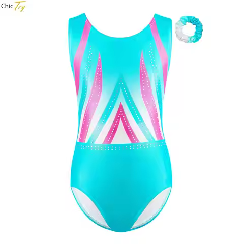 Kid Girls Rhinestones Rhythmic Gymnastics Leotards Glitter Ballet Activewear Gymnastics Athletic Com