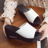 European and American fashion women's shoes ladies sliders high heel slippers women's new slope heel