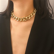 【Jewelry】Gold Punk Cuban Pendant Necklace Chain Women Men Adjustable Chunky Link Rock Gothic Street Style Charm Choker Fashion Jewelry Accessories Gifts