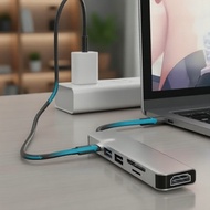 61 USB CVGA、HDMI、PD、SD/TFMacBook/  6-dalam-1 Hab USB C dengan VGA, HDMI, PD, Pembaca Kad SD/TF untuk