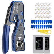 RJ45 Crimping Tool Kit for Cat5e Cat6a Ethernet Connectors Pass Thru Design 8P8C Modular Crimpers Al