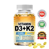 Vitamin D3 + K2 Supplement, Help Body Absorb Calcium, Direct Calcium to Bones