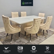 Europe Classic Classic Chesterfield Dining Marble Set Dining Table Dining Chair Set Dinner Set Makan