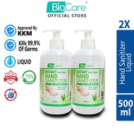 Ready Stock Biocare Instant Hand Sanitizer Liquid 2 x 500ml With Aloe Vera (75% Alcohol)