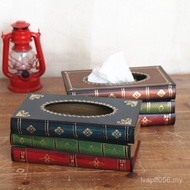 Tissue Box Hand-Painted Home Decoration Art Wooden Restaurant Book Shape Book European Retro Paper B