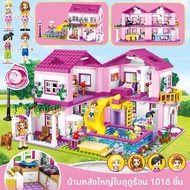 บ้านโมเดล Lego Princess Series Ice Age Castle Villa ของเล่นที่เพาะพันธุ์สมองสำหรับเด็ก บ้านโมเดล ABS