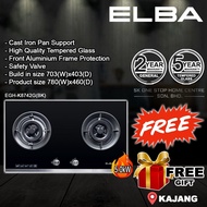 (AUTHORISED DEALER) ELBA 2 Burners 5.0kW Built In Glass Hob / Gas Stoves / Glass Stove / Built in Hob with Safety Valve (Black) EGH-K8742G(BK) / elba 8742