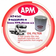 ISUZU NPR, HICOM 4.3 APM OIL FILTER / AT-6747 / 8-9433818-1 X 1 PIECE