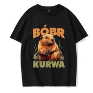 Bobr Kurwa Grunge Fun Beaver Animal Fun Couple Pure Cotton Casual Short Sleeve T-Shirt Women's Top M