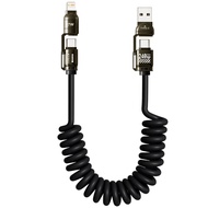 1.8M 4 in 1 240W Spring Short Data Cable 6A USB Type C Spring Telescopic Quick Charger Wire Spring U