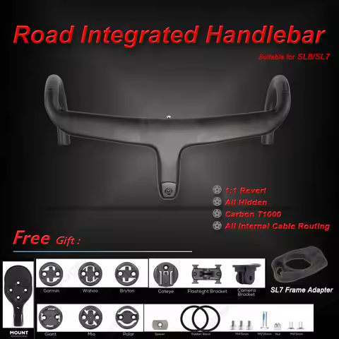 Road Integrated Handlebar For SL7 SL8 T1000 Carbon Cable Routing Integrated Cockpit Di2 Bar With Saf