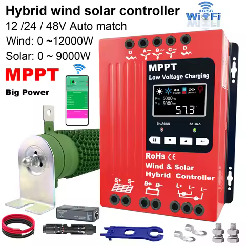 12 24 48V MPPT Solar Charge Controller with Dump Load for 4000W Solar Panel 4KW Wind Generator Lifep