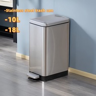 10/18L Garbage Bin Kitchen Living Room with Lid Narrow Seam Stainless Steel Covered Bathroom Toilet