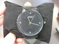 301-(沒電)全新盒裝 FUKE 黑色 無數字 亮粉 手錶