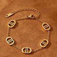 Classic D Letter Gold Plated Chain Bracelet, Stainless Steel Letter Link Bracelet, Link Wristband Fo