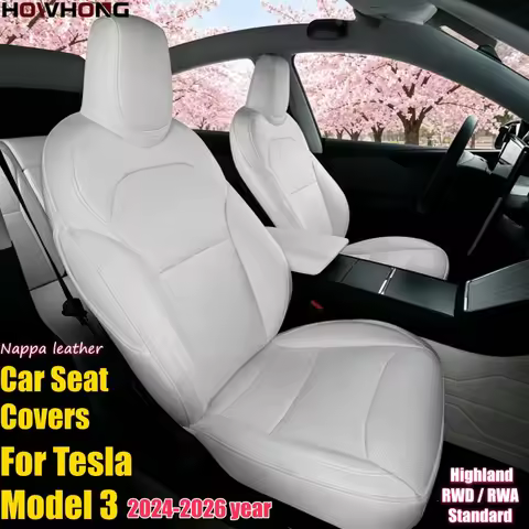 Car Seat Cover For Tesla Model 3 2024-2026 Highland RWD RWA Standard Nappa Leather or 8 Grade Anti F