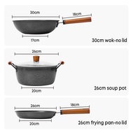 Ecowin Cookware Pure Iron Set - Wok + Frying Pan + Stock Pot No Pfoa Iron Pan No Need To Boil The Po