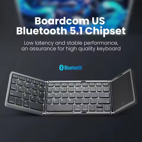 MRSVI Portable Mini Folding Wireless Bluetooth Keyboard B089T Wireless Foldable Touchpad Keypad for 