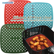 JustLiving 1Pc ซิลิโคน Air Fryer Liners 7.5/8/8.5/9นิ้ว Non Stick Easy Clean Air Fryer Liners Reusable Mats Air Fryer อุปกรณ์เสริม (สแควร์หรือรอบ)