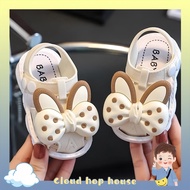 Cute Girls' Ribbon Flat Sandals Made of Anti-Slip Jelly Rubber, comfortable and suitable for childre