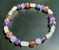 幽靈紫水晶 粉晶  紫錐花水晶手串 招正財 招貴人