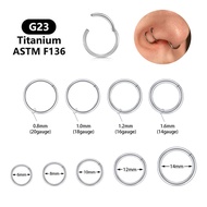 1 PC 20G/18G/16G/14G G23 Titanium Steel Nose Septum Clicker Piercing Hoop Ring Cartilage Earrings No